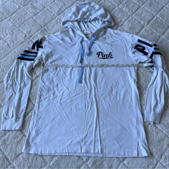 Victoria's Secret PINK | White & Blue Campus Hoodie | Size Extra Small - Picture 9 of 10